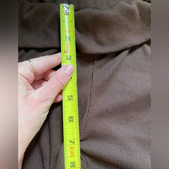 Womens Dark Brown Leggings Ribbed Bell Bottom Flare Pants Yoga Shein Small - Picture 9 of 9